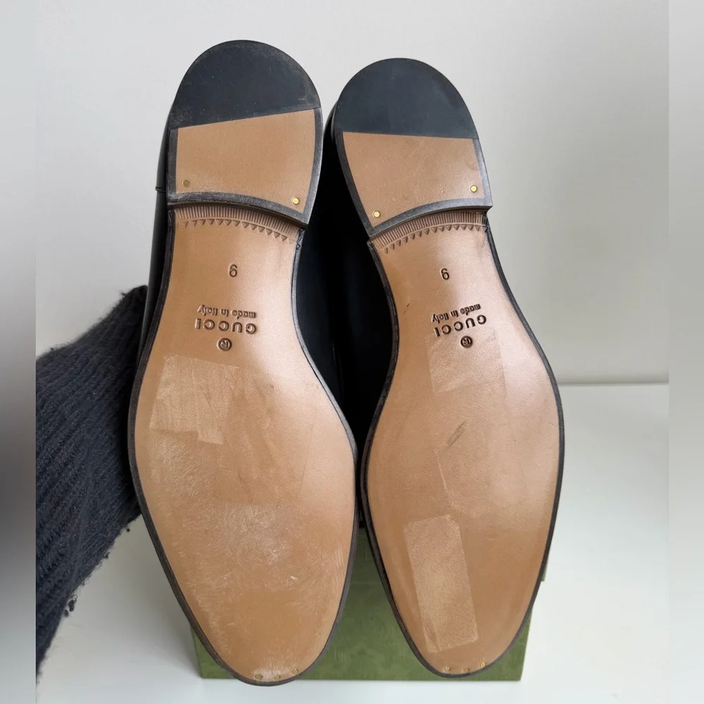 Gucci Black Leather Horsebit Loafers